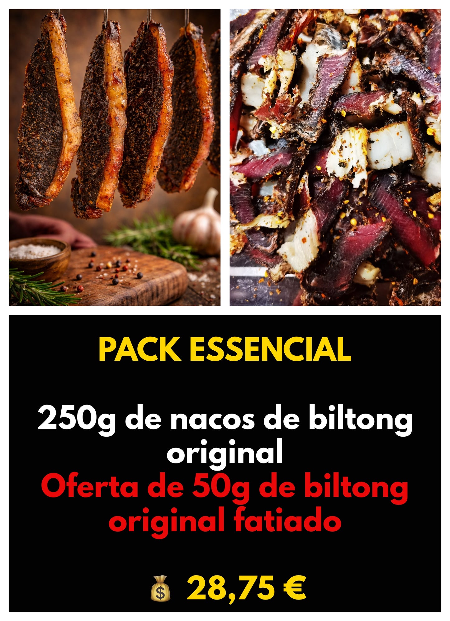 Pack Essencial KAMBAKO | 250g Biltong Original + 50g Fatiado — Poupa €5,75